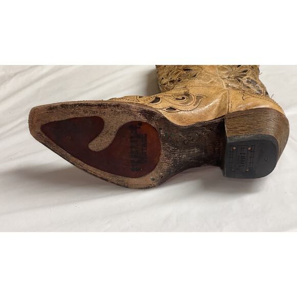 Corral Vintage Boot Women’s 6M Style A1970 Saddle Brushed Laser Brown Tan - Picture 14 of 16